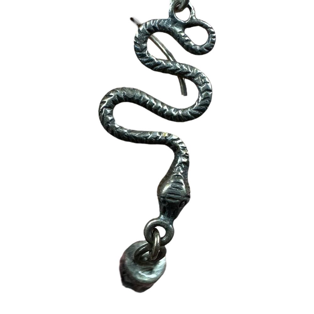 UNBRANDED Vintage Sterling Silver Turquoise Snake Dangle Drop Earrings Serpent - Picture 5 of 7